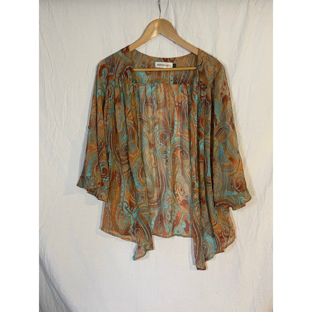 VeronicaM abstract sheer cardigan